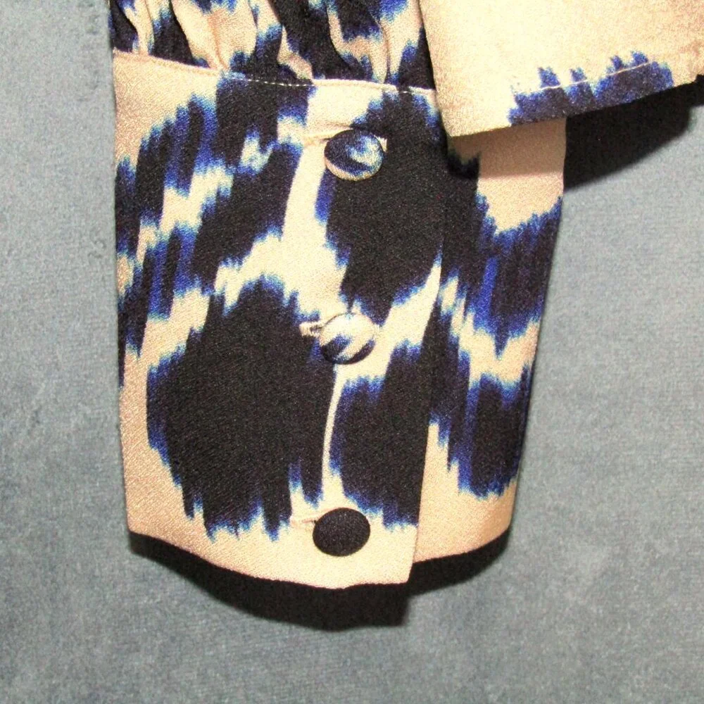 Ulla Johnson Lilliana Blouse Womens Size 10 Cream Nimbus Blue Bishop Sleeve Top - Picture 6 of 9